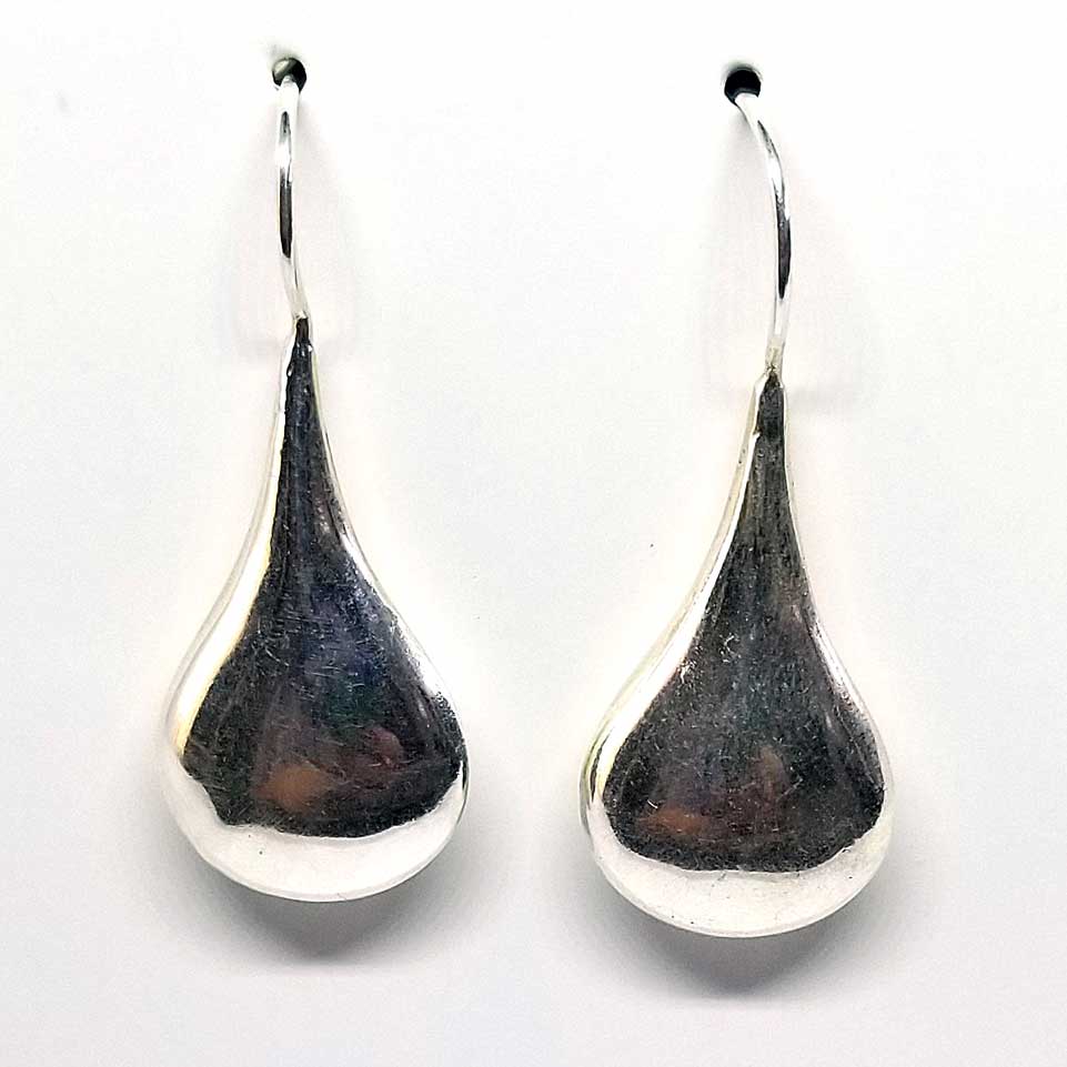 Liquid Silver Drop Earring with French Back