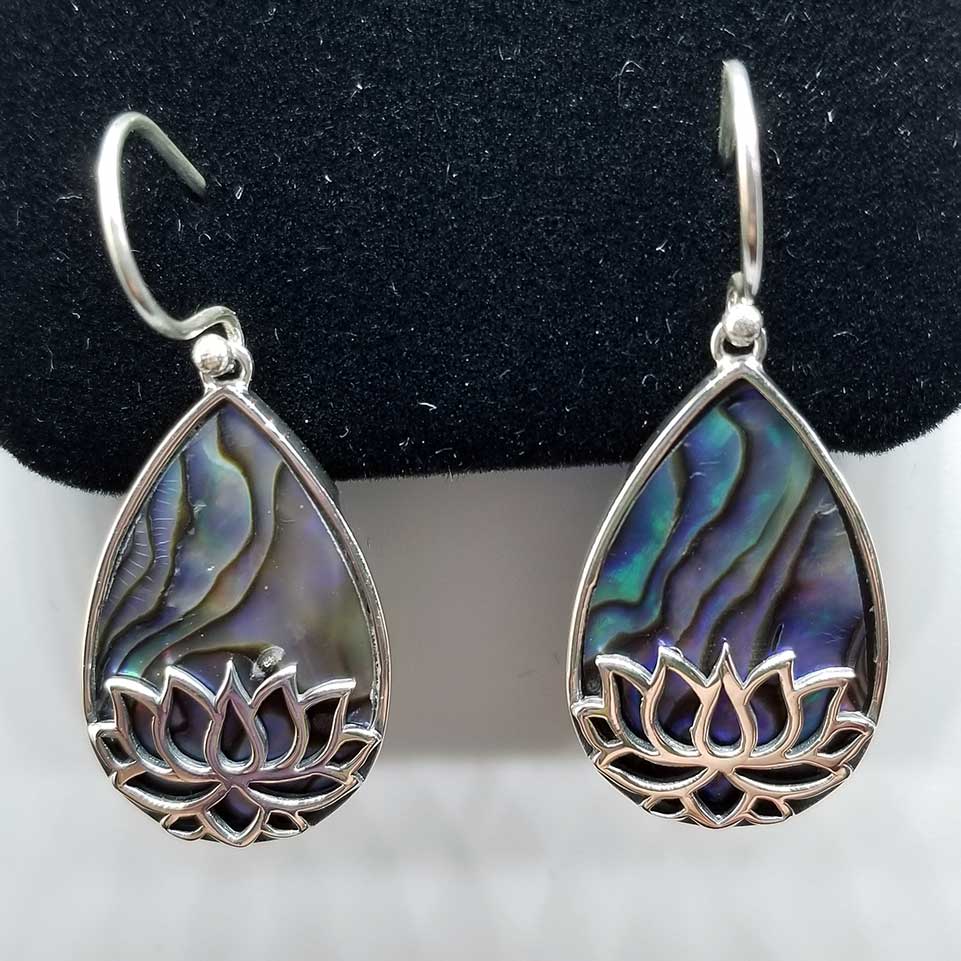 Abalone Lotus Flower Earrings