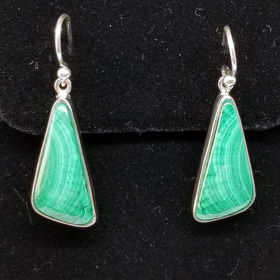 Malachite Triangle Dangle Earrings