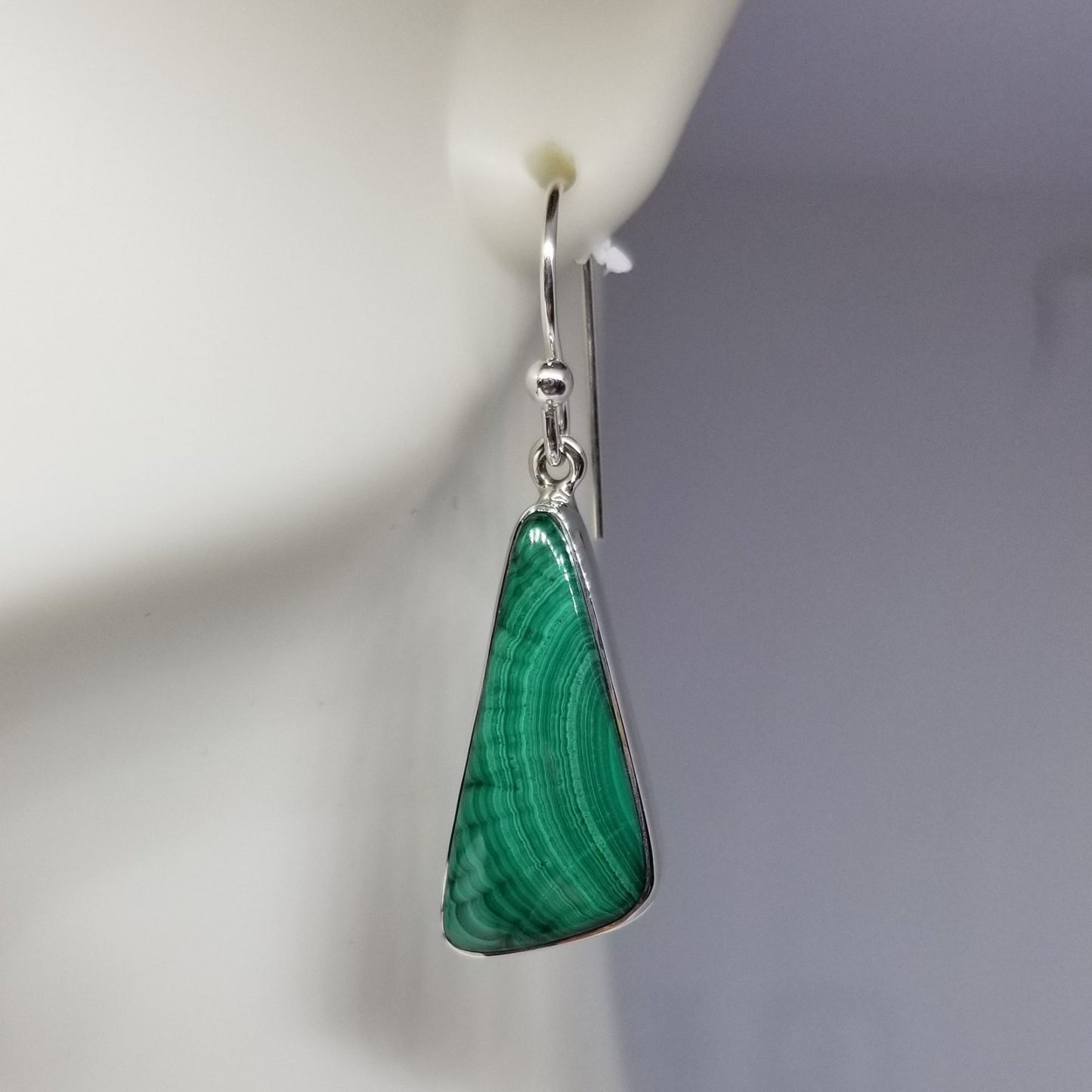 Malachite Triangle Dangle Earrings