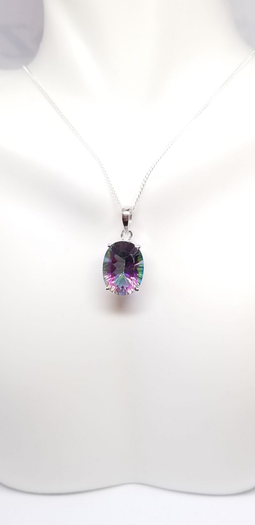 Mystic Quartz Solitaire Pendant