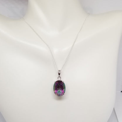 Mystic Quartz Solitaire Pendant