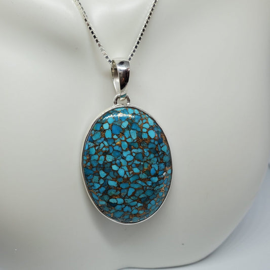 Oval Blue Copper Turquoise Pendant