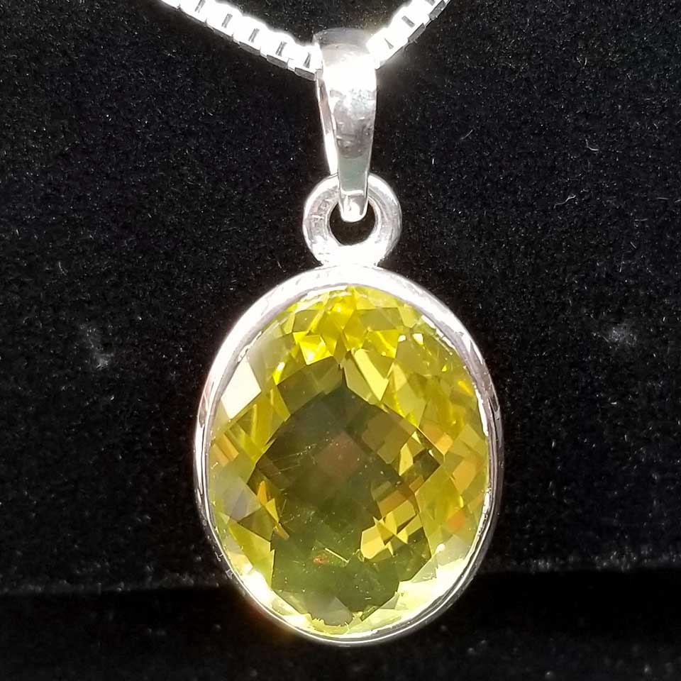 Sterling Silver Lemon Topaz Oval Pendant