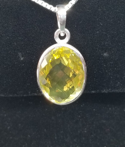 Sterling Silver Lemon Topaz Oval Pendant