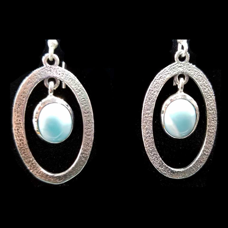 Larimar Oval Dangle Earrings