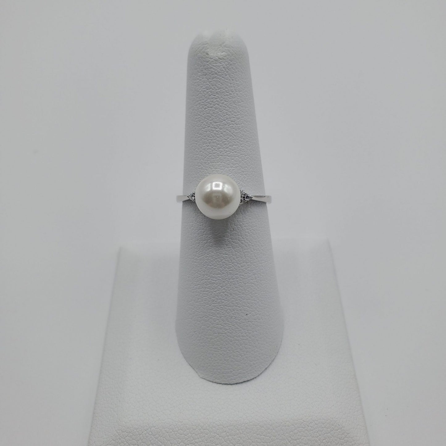 Fresh Water Pearl and Cubic Zirconia Ring