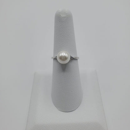 Fresh Water Pearl and Cubic Zirconia Ring