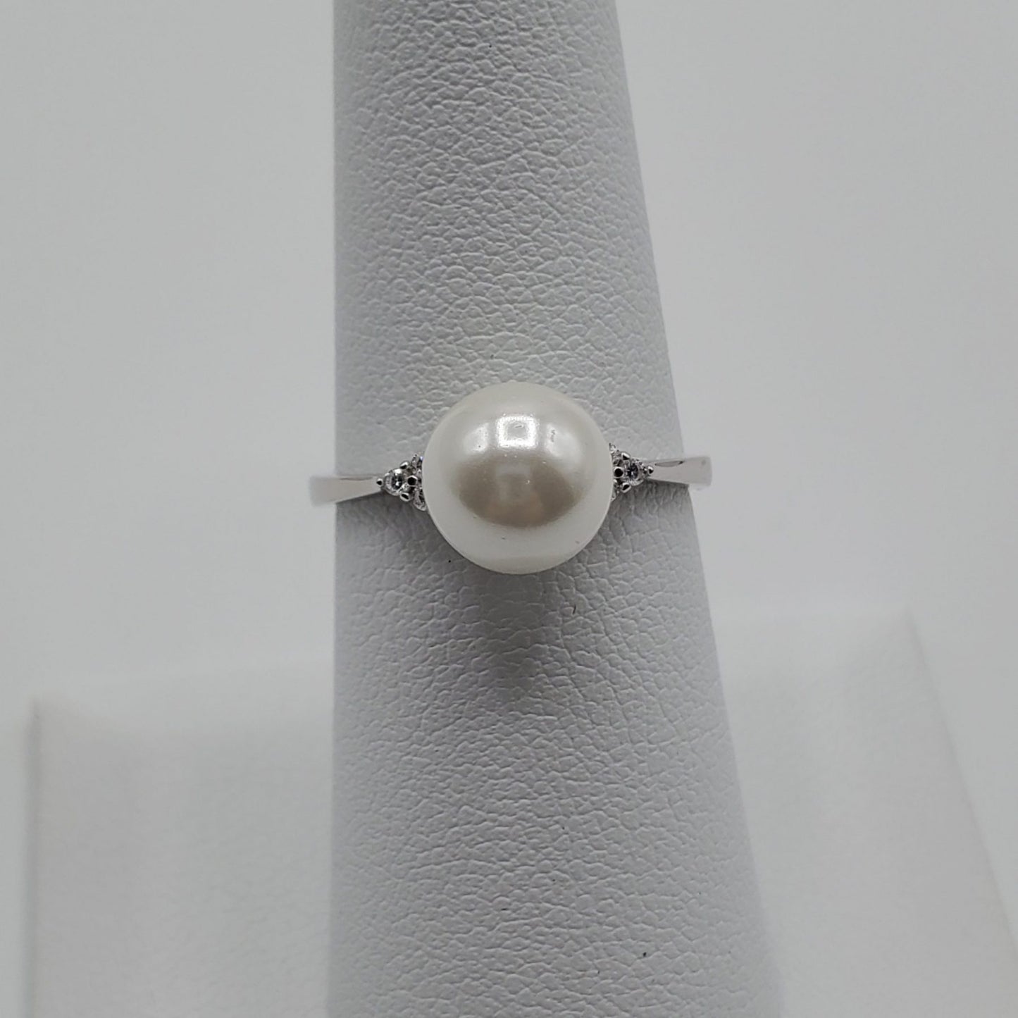 Fresh Water Pearl and Cubic Zirconia Ring