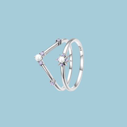 Delicate stackable .925 sterling silver ring with moonstone