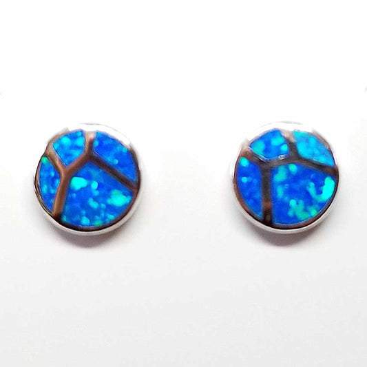 Round Blue Opal inlay studs