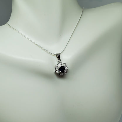 Round Blue Sapphire Earring and Necklace Gift Set