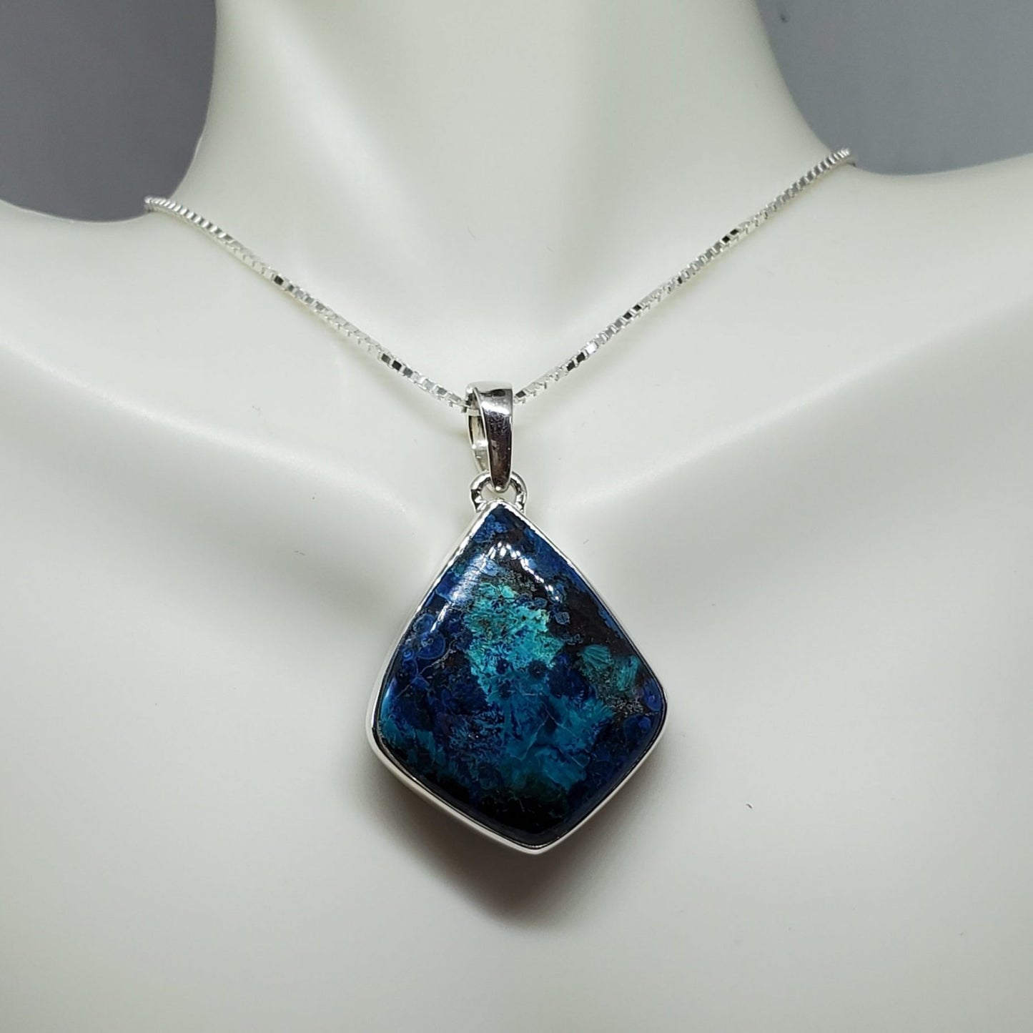 Raindrop Blue Shattuckite Pendant