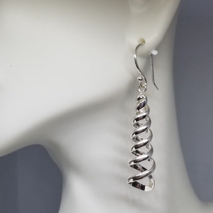 Silver Spiral Dangle Earring