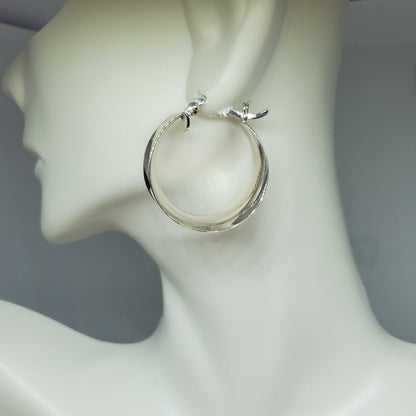 Retro Style Sterling Silver Hoop