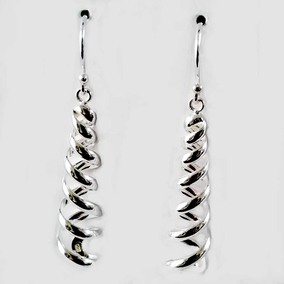 Silver Spiral Dangle Earring