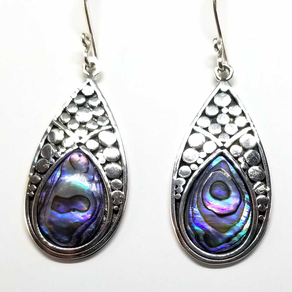 Balinese Style Abalone Dangle Earrings