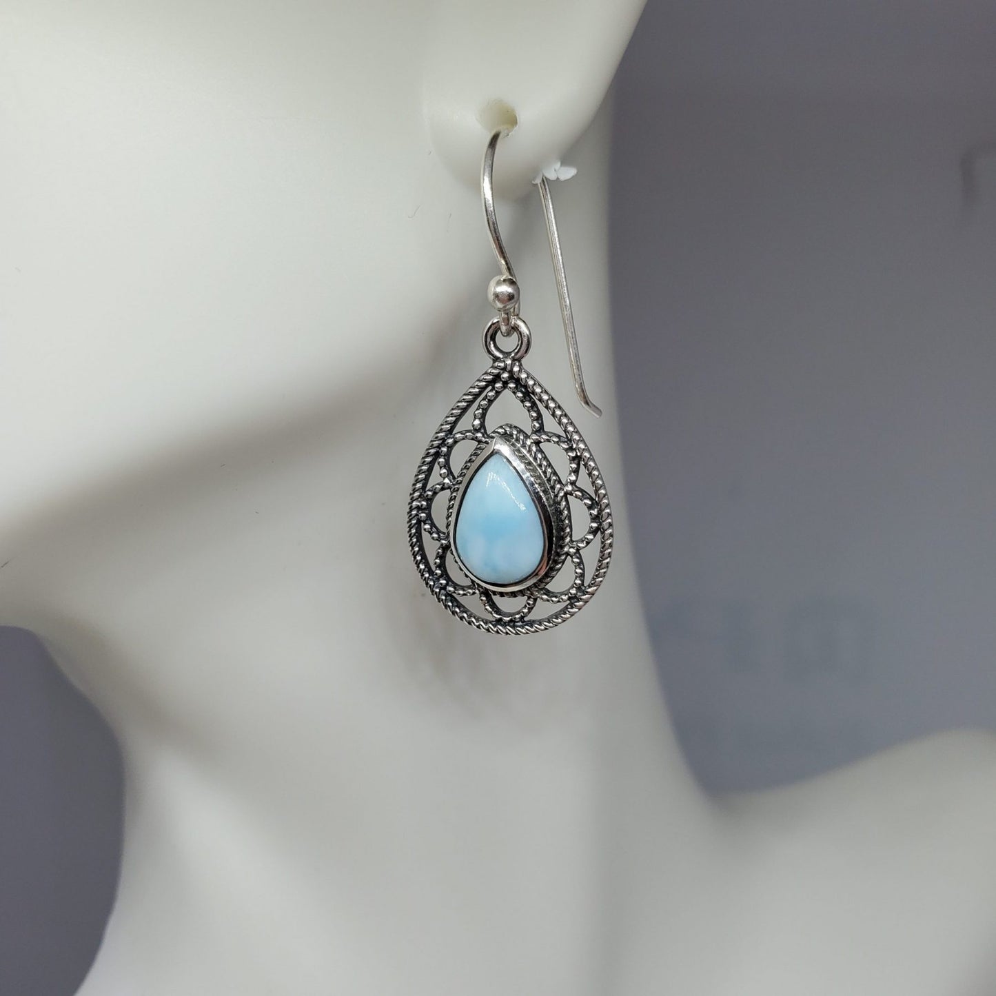 Larimar Filigree Dangle Earring