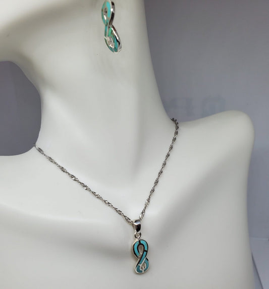 Turquoise Infinity Earring and Necklace set