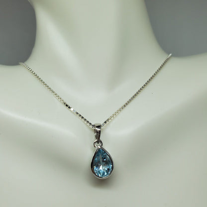 Minimalist Light Blue Topaz Pendant