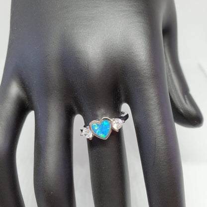 Blue Australian Opal Heart Ring