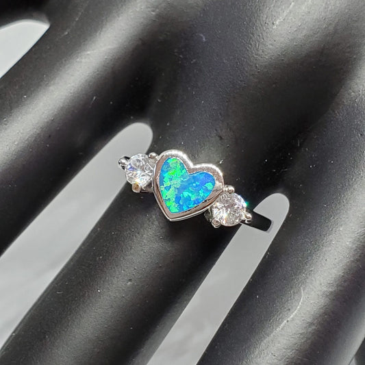 Blue Australian Opal Heart Ring