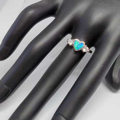 Blue Australian Opal Heart Ring