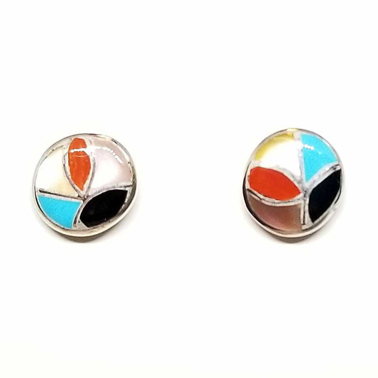 Native American Round inlay stud earrings