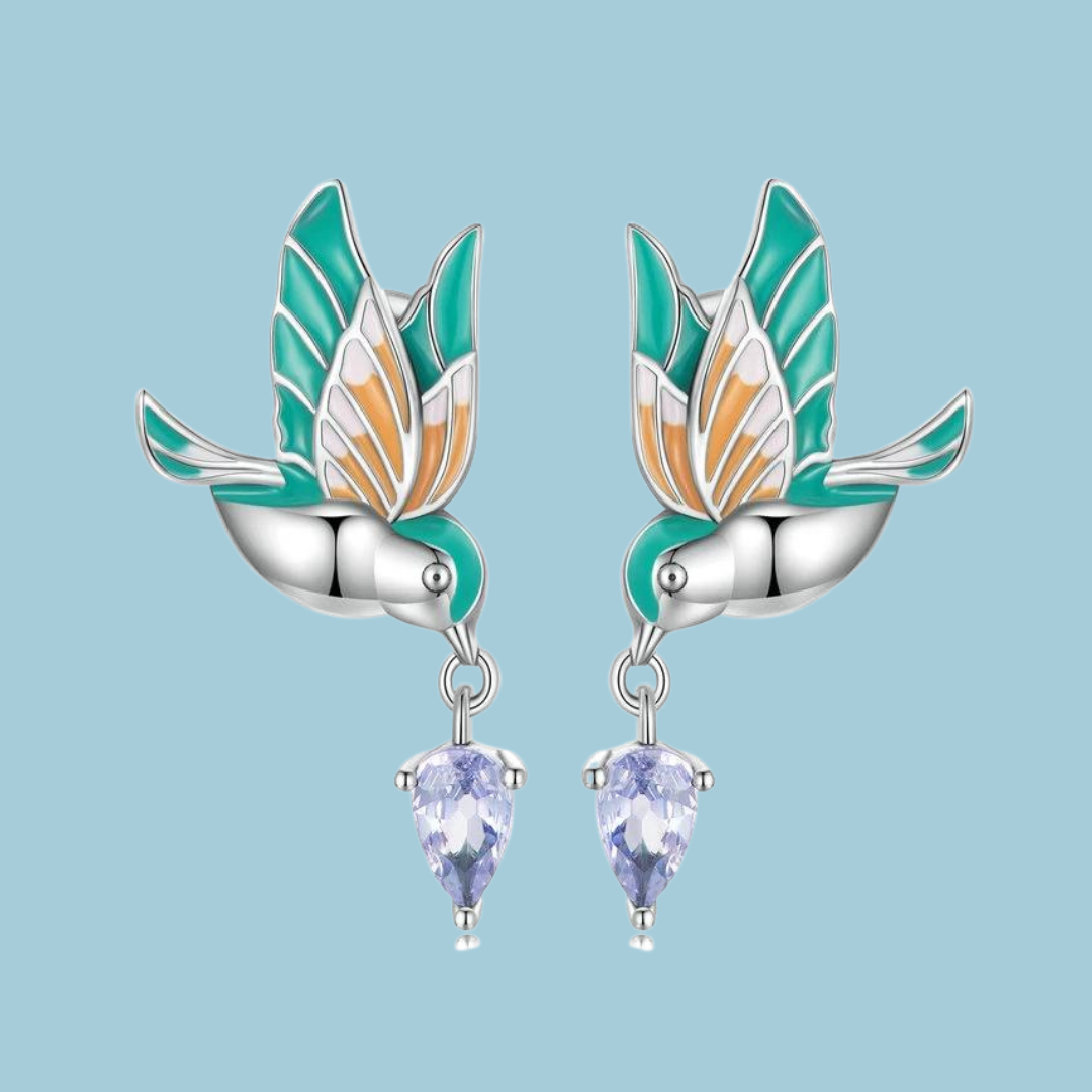 Hummingbird ring and earrings set