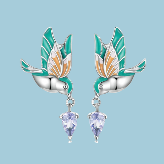 Hummingbird ring and earrings set