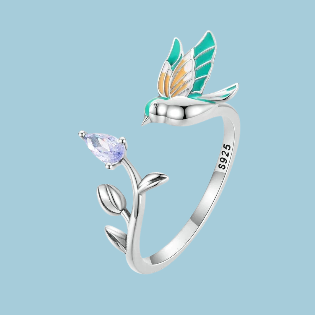 Hummingbird ring and earrings set