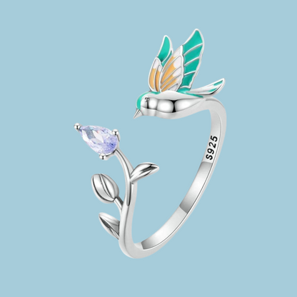 Hummingbird ring and earrings set