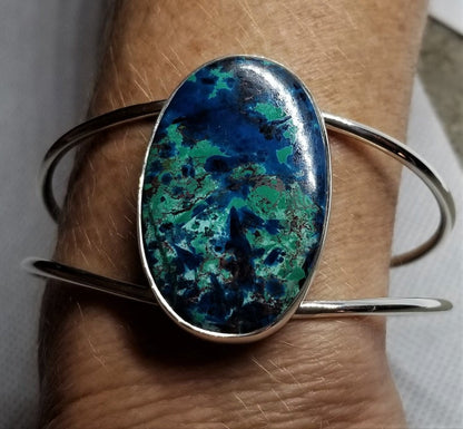 Oval Azurite Cuff Bracelet