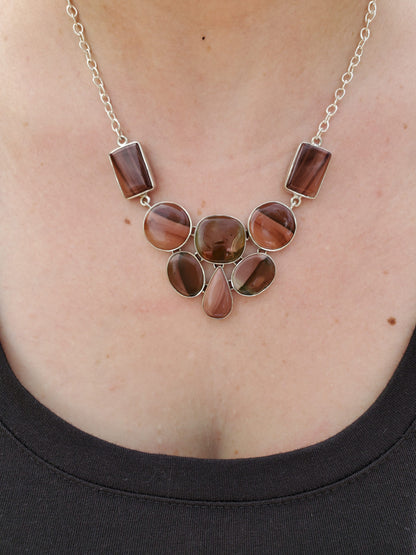 Imperial Jasper .925 Silver Statement Necklace