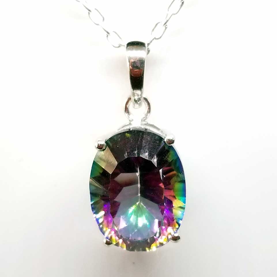 Mystic Quartz Solitaire Pendant