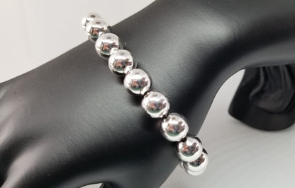 Silver Bead Bracelet with 8mm silver pearls